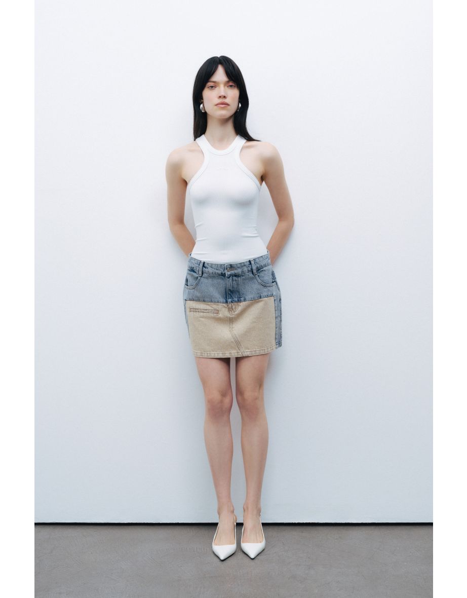 Washed Mini Denim Skirt