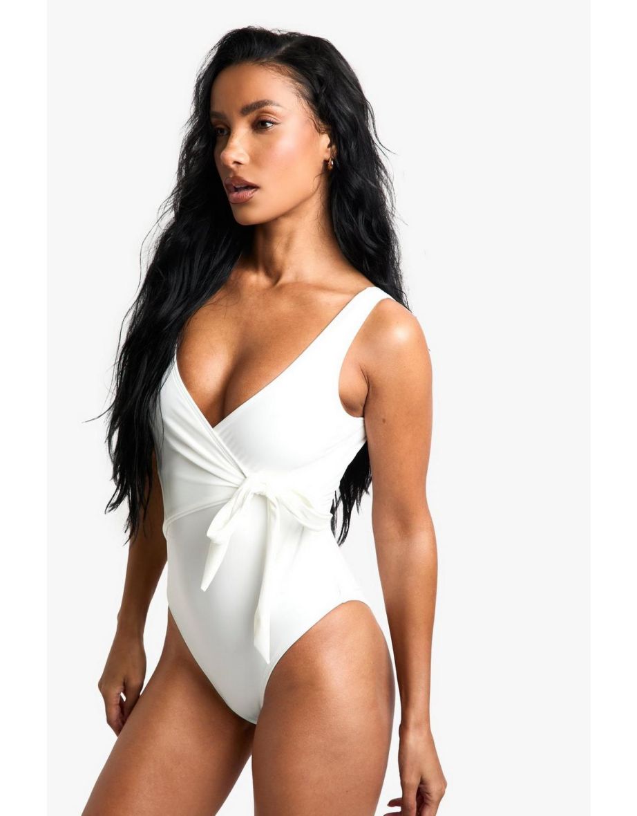 Swimwear Essentials Tummy Control Wrap Swimsuit - white