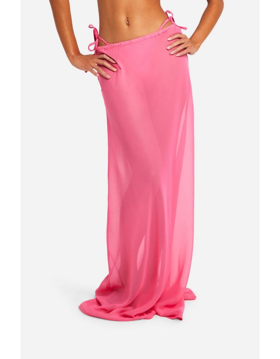Maxi Beach Cover-up Skirt - pink - 3
