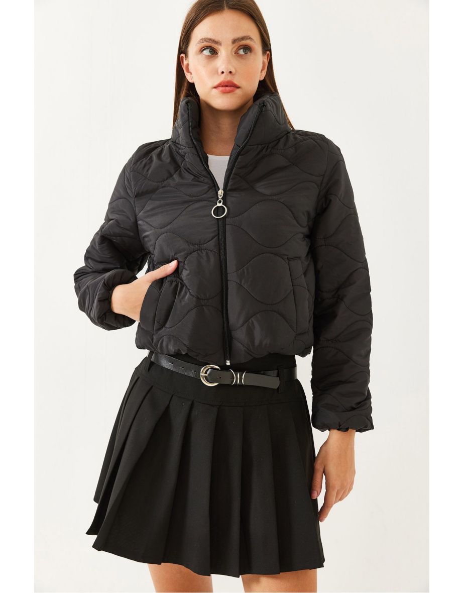 Women's Stand Collar Waterproof Short Puffer Jacket