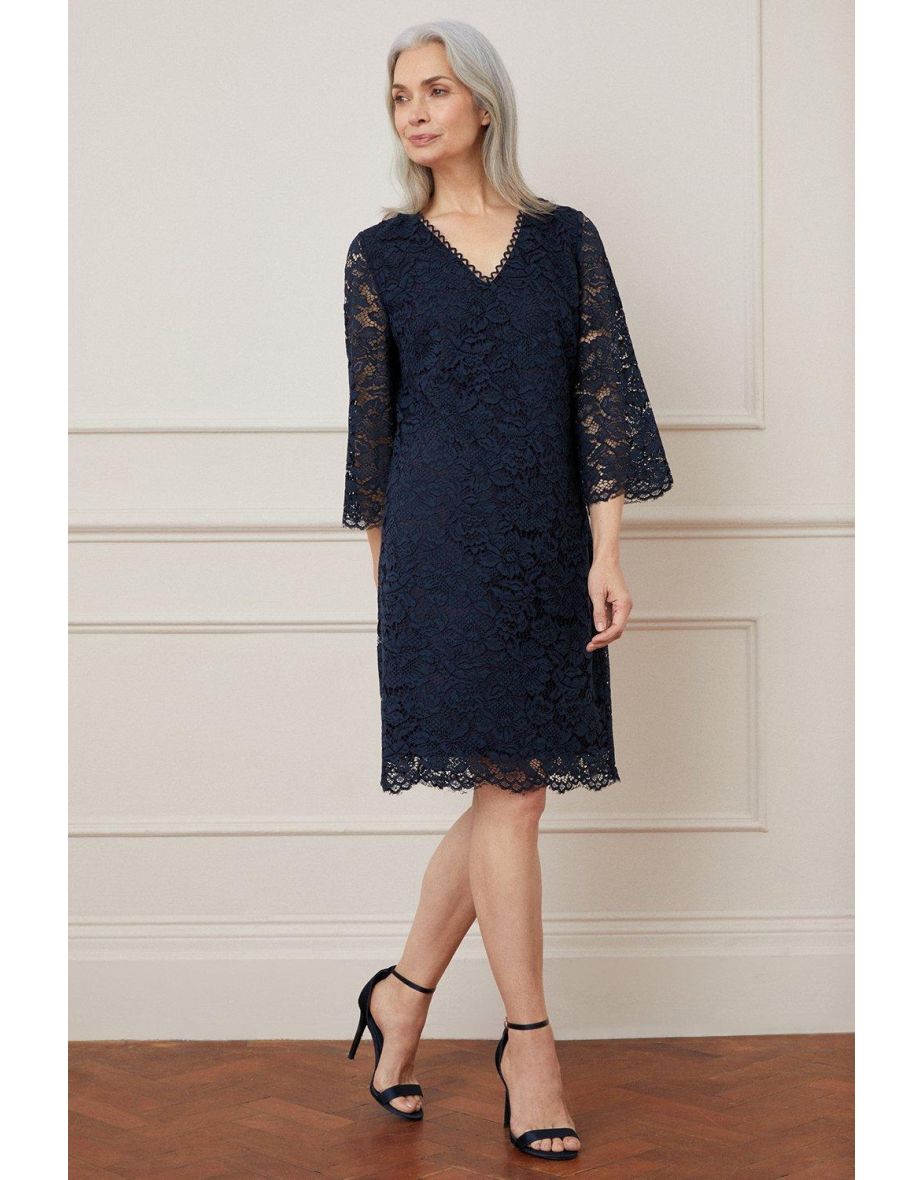 Wallis navy lace on sale dress