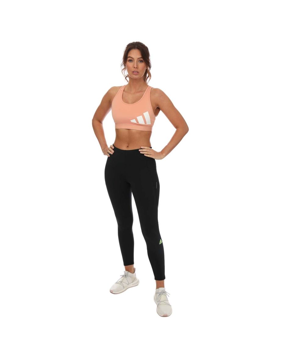 Women's adidas Believe This Medium Workout Logo Bra in Pink