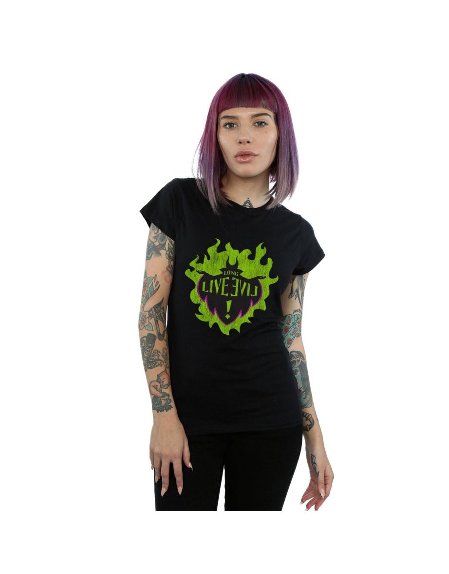 Disney Womens/Ladies The Descendants Maleficent Long Live Cotton T-Shirt - Black