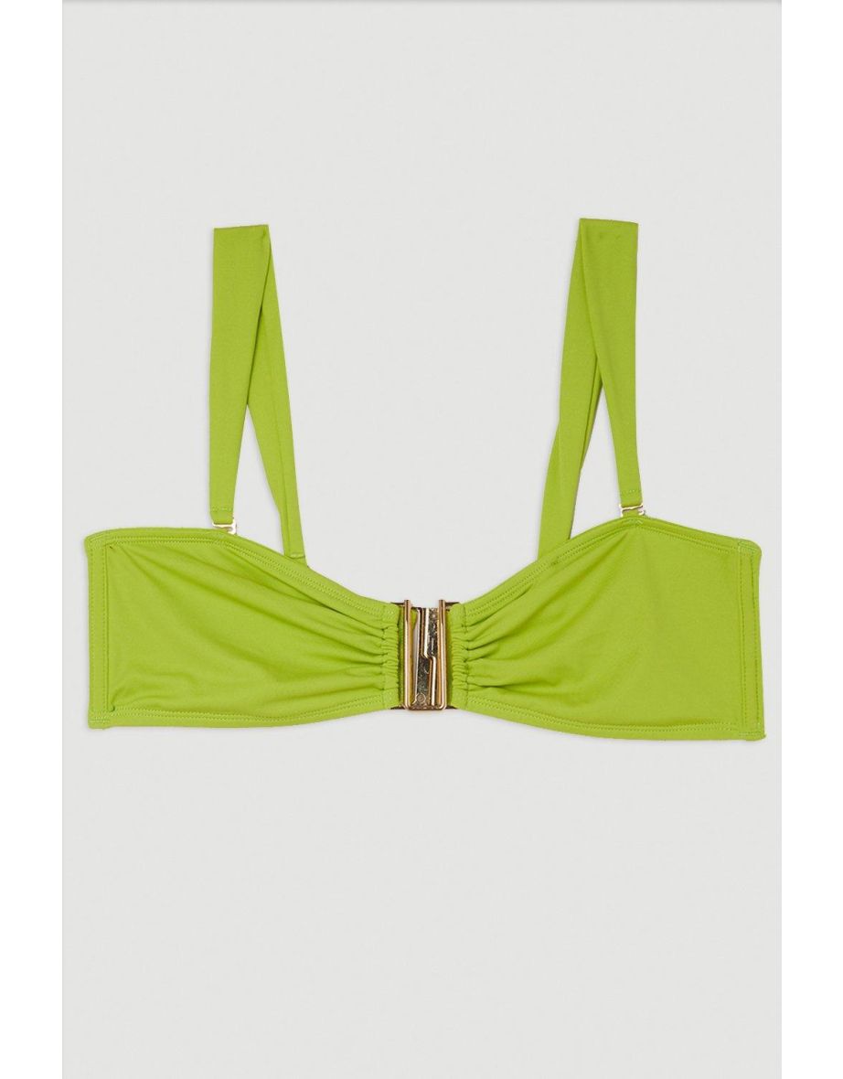 Detachable Strap Gold Trim Bikini Top - 3