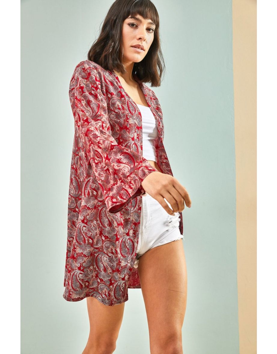 Women's Multi Patterned Kimono - 4