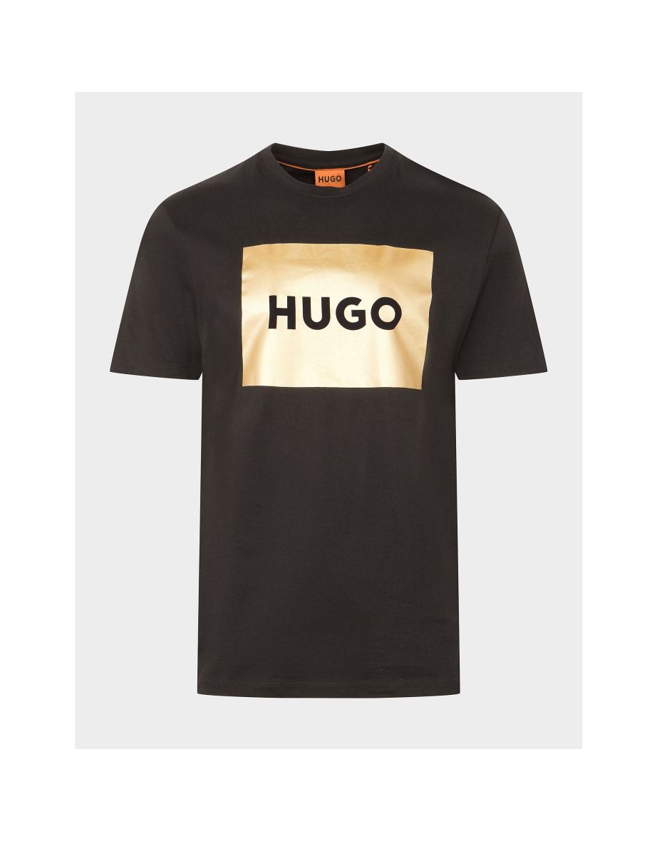 Men's Hugo Boss Dulive Metallic Print T-Shirt in Black - 4