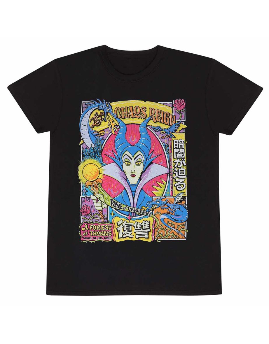 Disney Unisex Adult Let Chaos Reign Maleficent T-Shirt - Black
