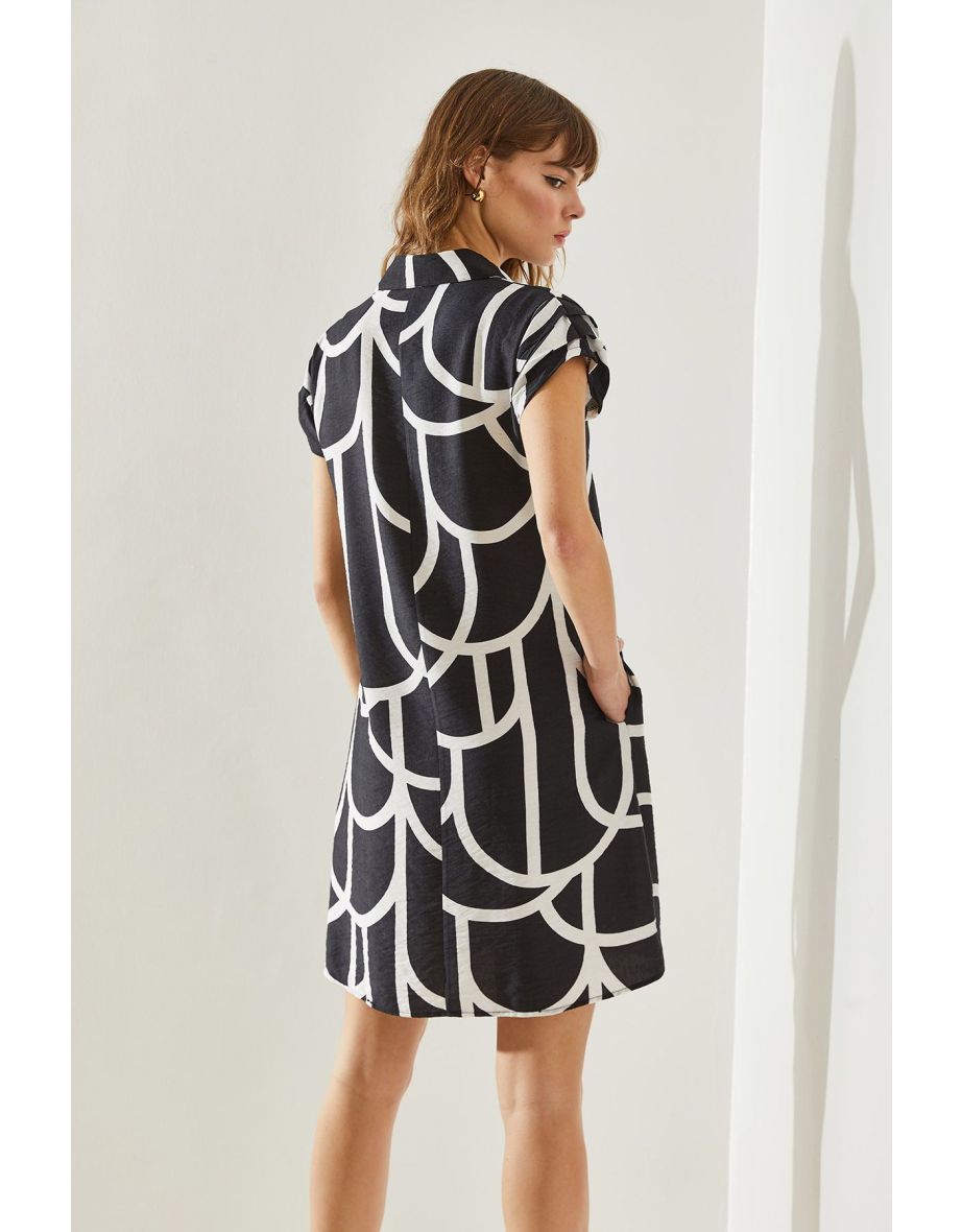 Women's Polo Collar Patterned Summer Dress Dress - 2