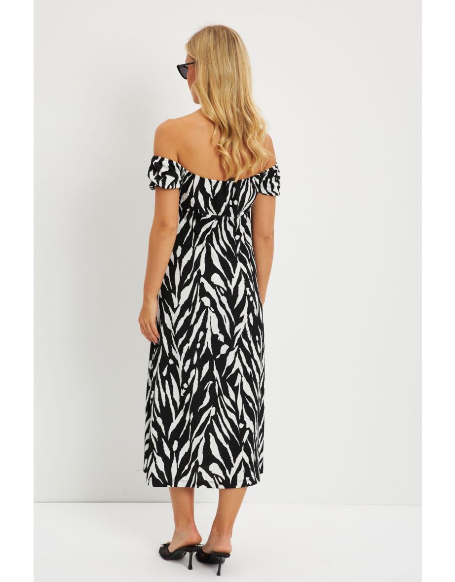 Women's Black Wrapy Gathered Dress - 6