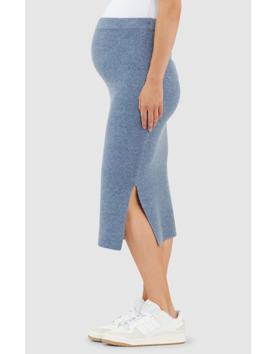 Dani Knit Maternity Skirt (Denim Marle) - 4