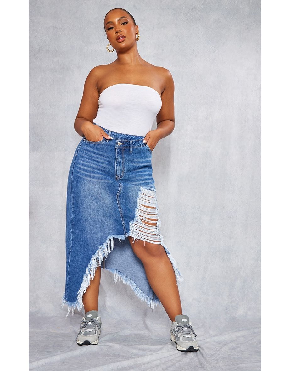 Denim midi hotsell skirt plus