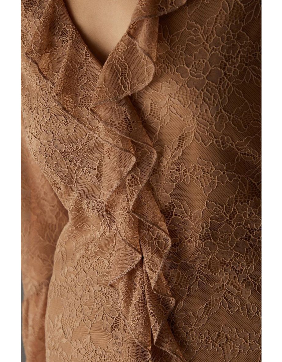 Lace Button Through Ruffle Maxi Dress - 3