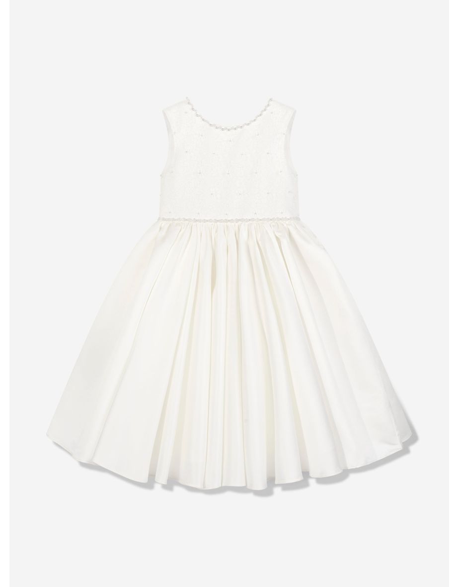 Girls Ceremonial Ballerina Length Dress in Ivory