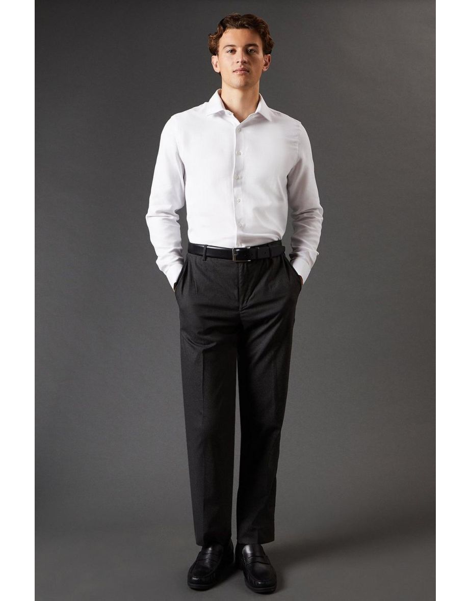 Slim Fit  Long Sleeve Basket Weave Smart Shirt