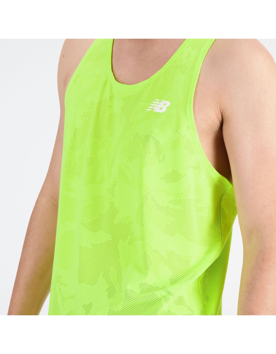 Men's New Balance Q Speed Jacquard Singlet in Yellow - 4