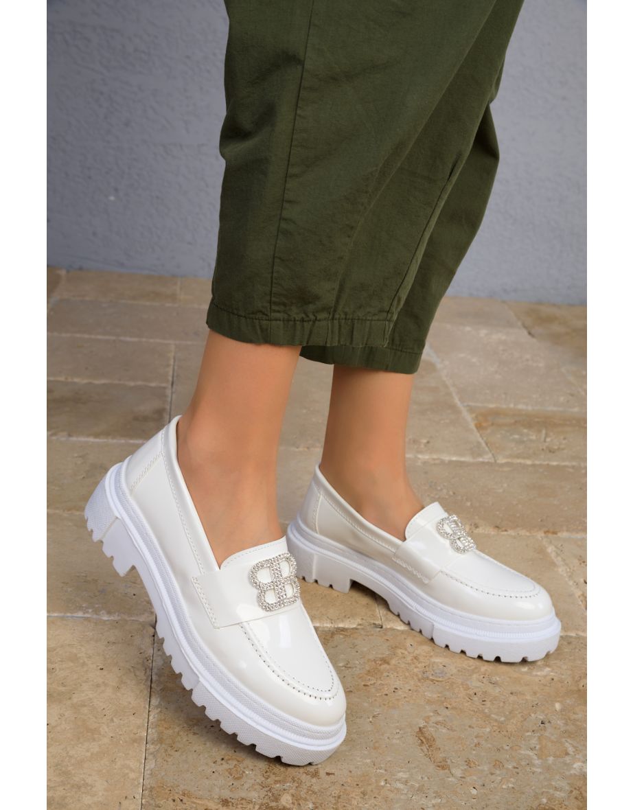 White Patent Leather Women's Casual Shoes