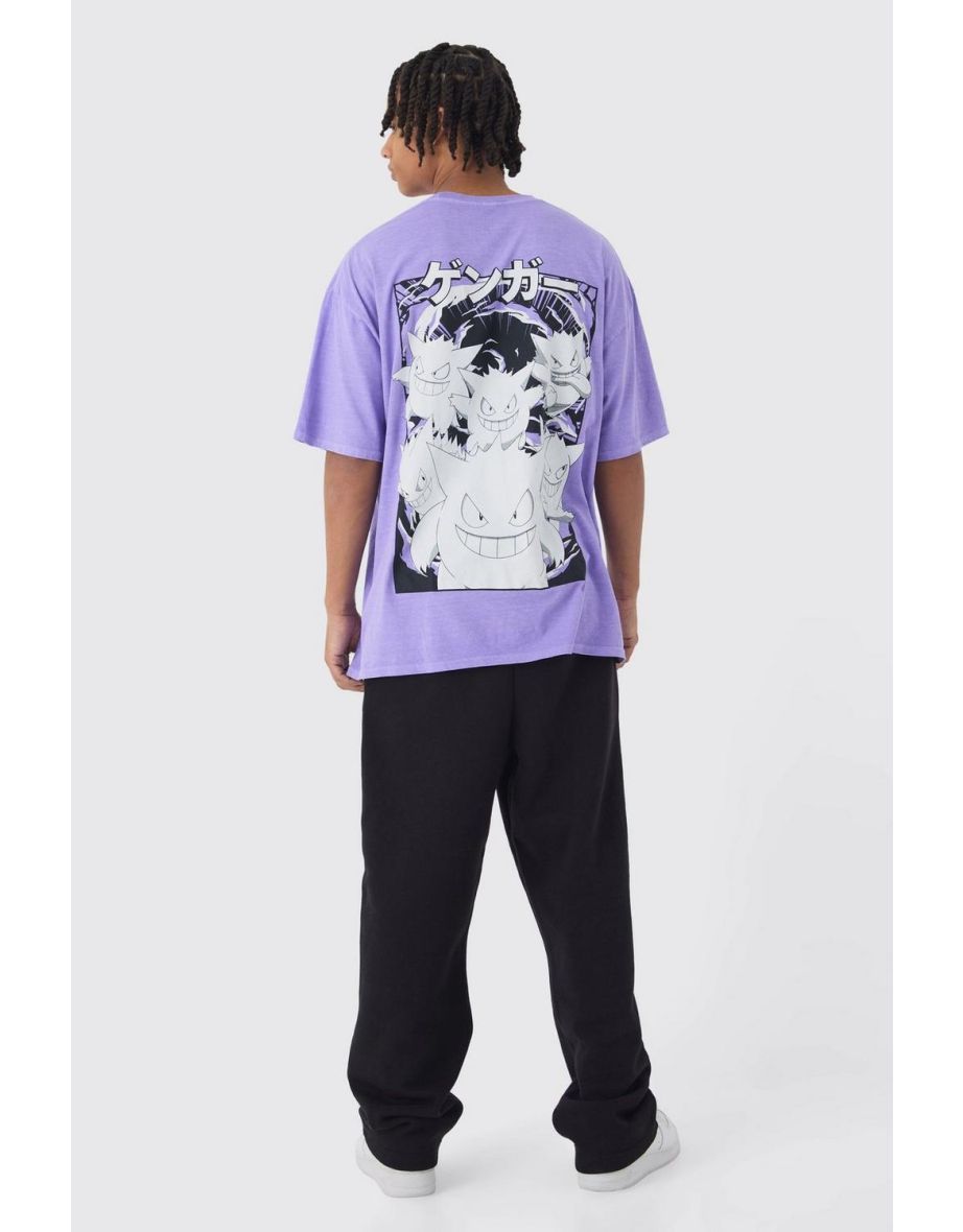 Oversized Pokemon Extended Neck Gengar License T-shirt - purple - 2