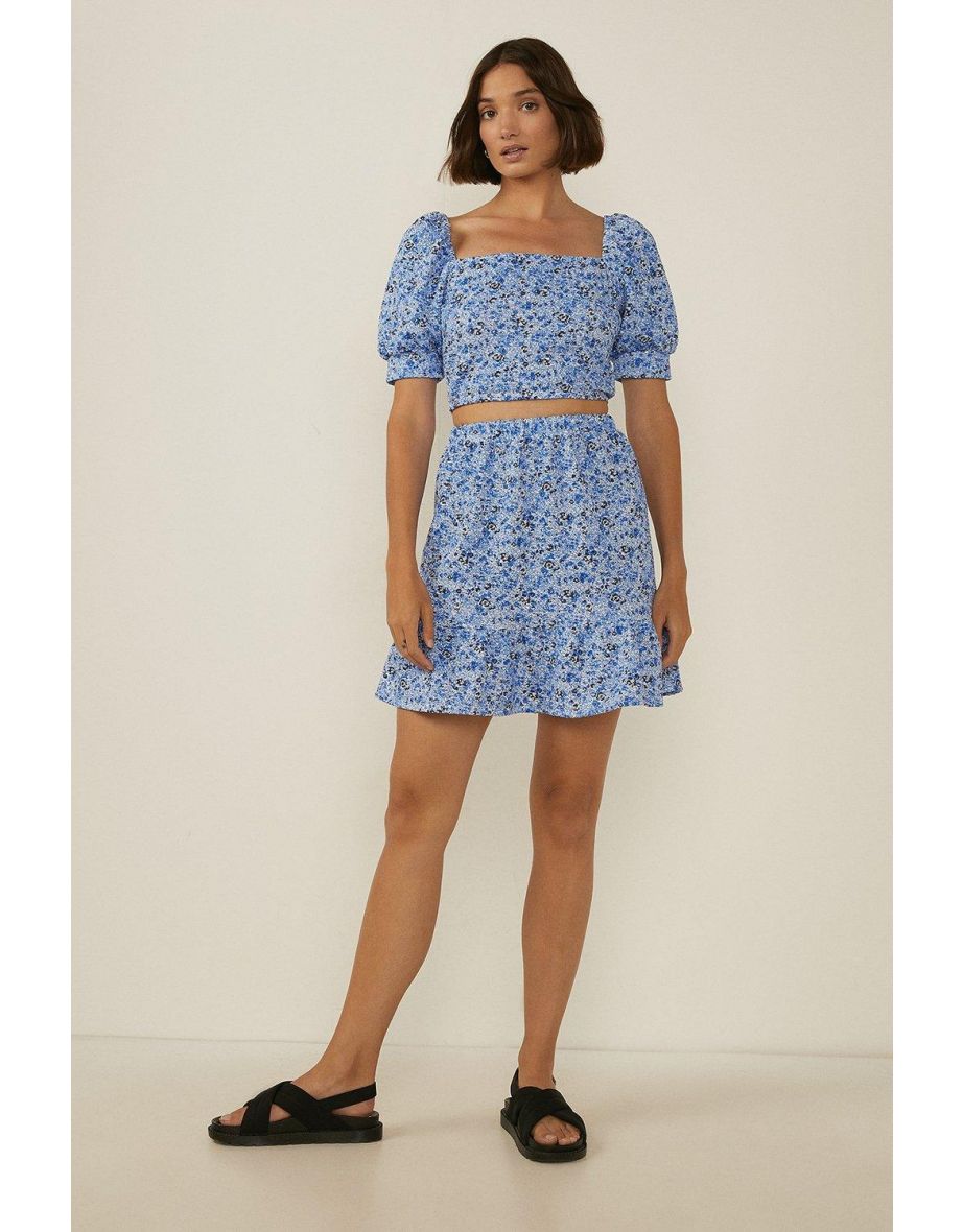 Micro Ditsy Puff Sleeve Top Co-ord