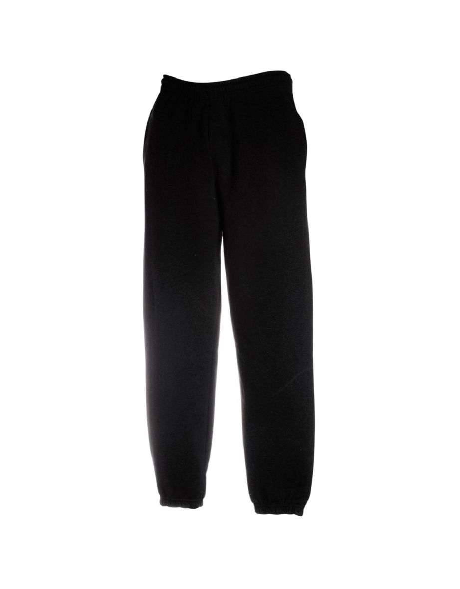 Fruit Of The Loom Mens Elasticated Cuff Jog Pants / Jogging Bottoms - Black - 1
