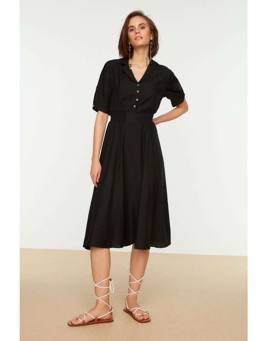 Black Column Midaxi Dress