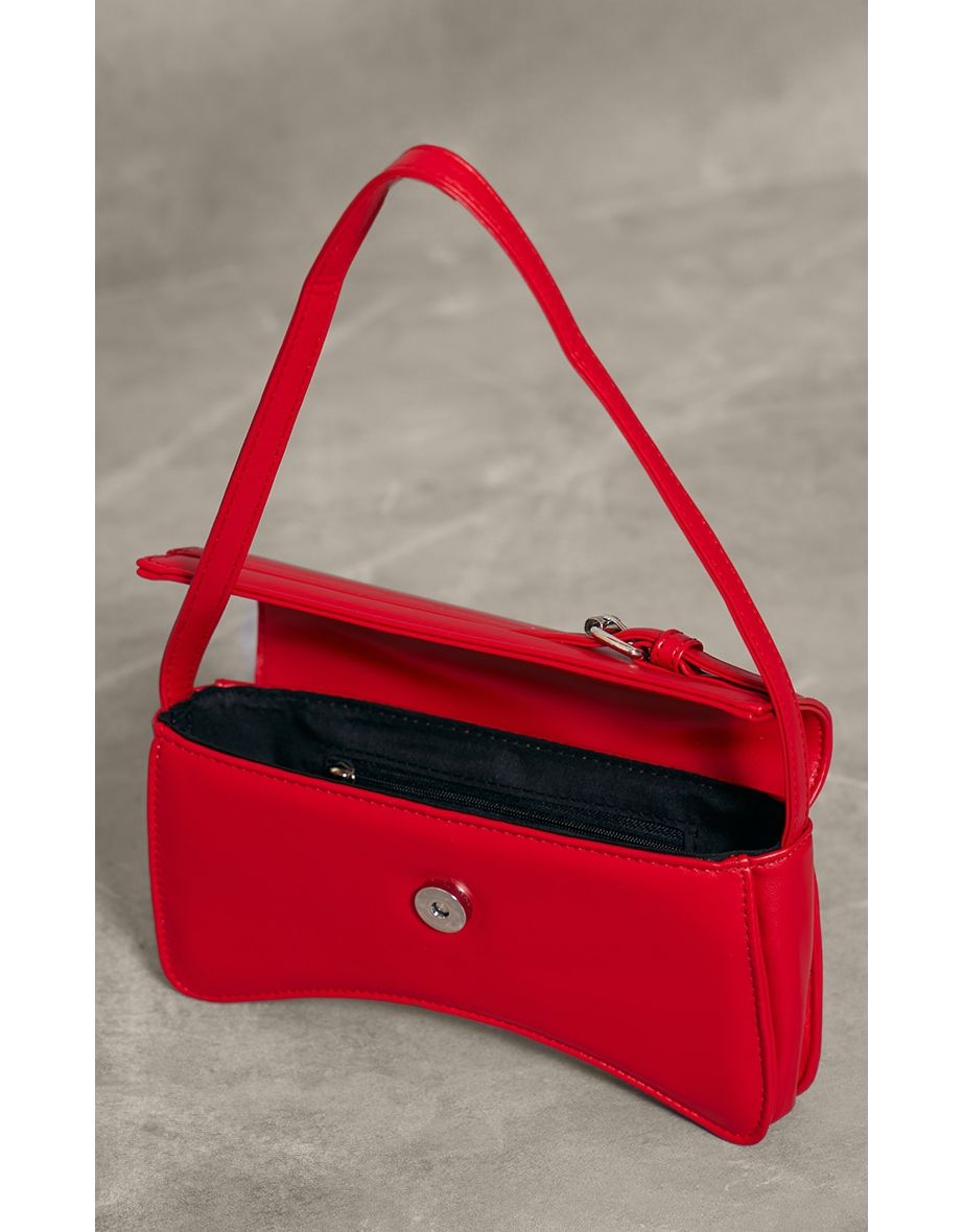 Bright Red Baguette Buckle Shoulder Bag - 3