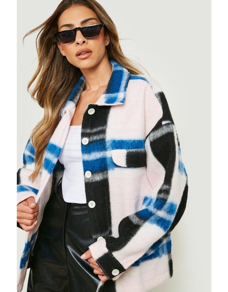 Brushed Cobalt Stripe Shacket - pastel pink - 3
