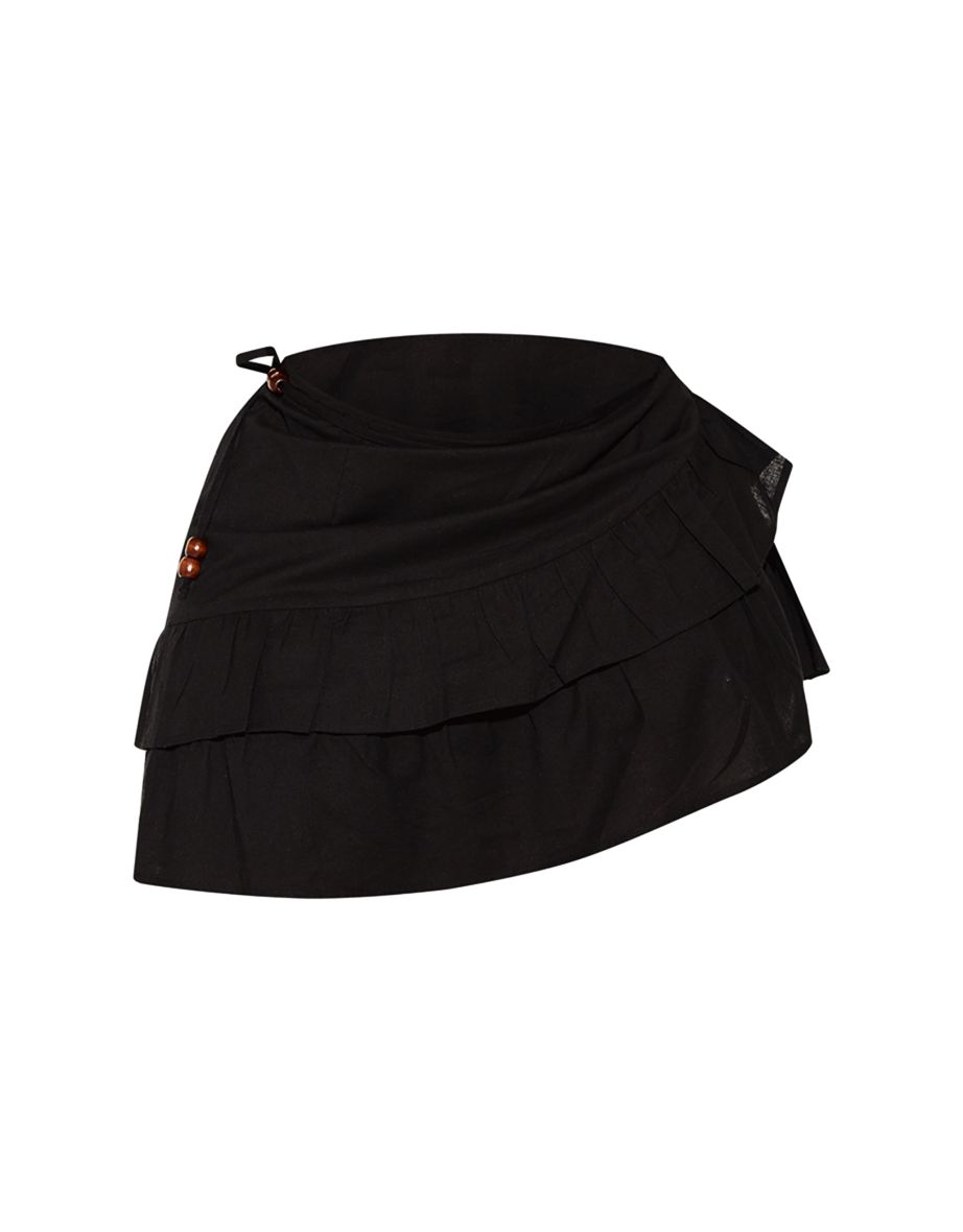 Plus Black Frill Detail Ruffle Mini Skirt - 5