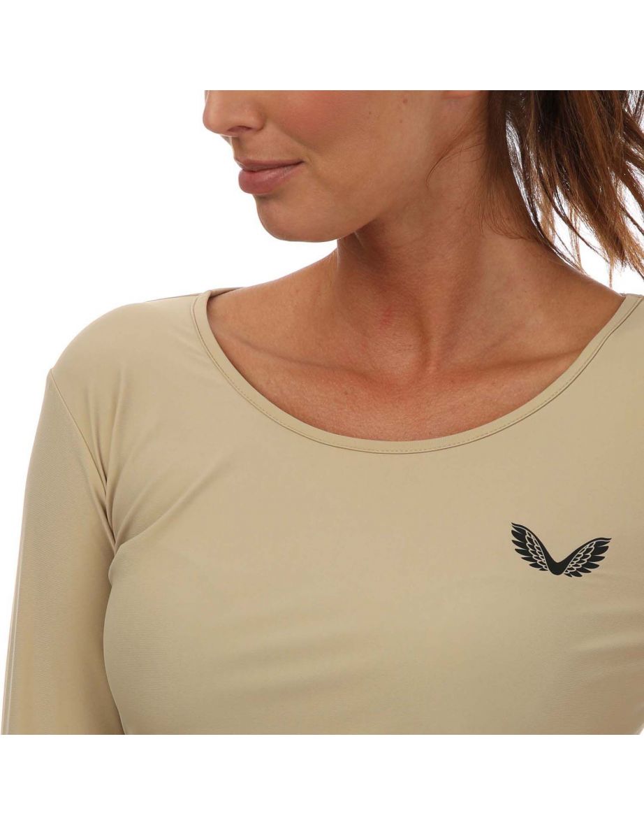 Women's Castore Active Long Sleeve Crop Top in Cream - 5