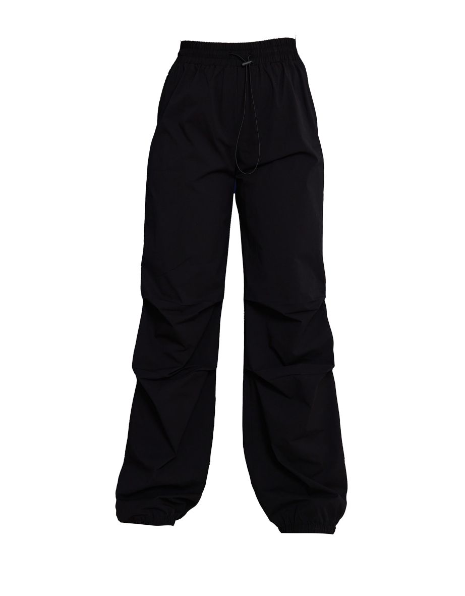 Black Shell Toggle Drawstring Ruched Cargo Trousers - 4