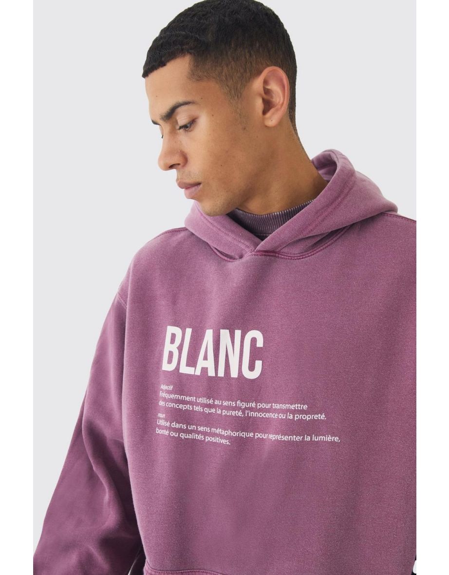 Oversized Blanc Washed 3D Print Hoodie - - 2