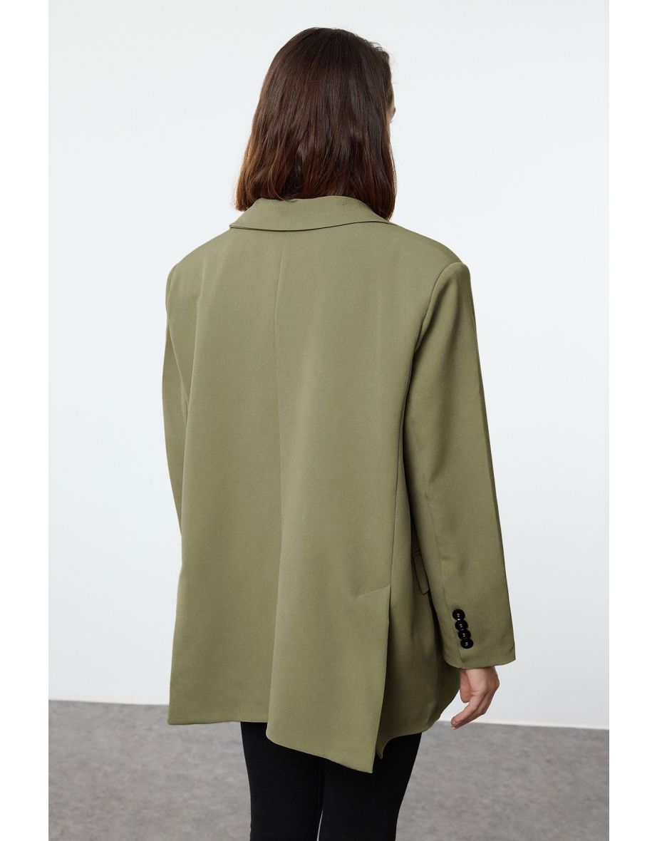 Light Khaki Extra Oversize Blazer Jacket - 4