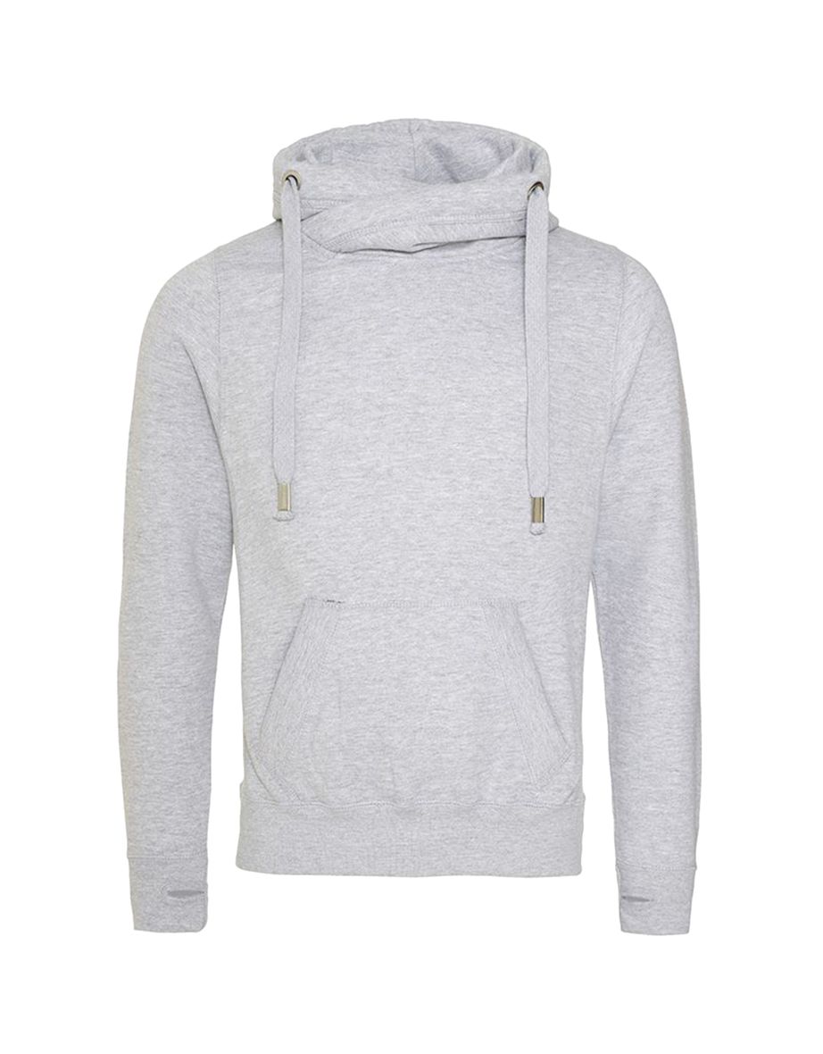 AWDis Hoods Mens Cross Neck Hoodie - Heather Grey