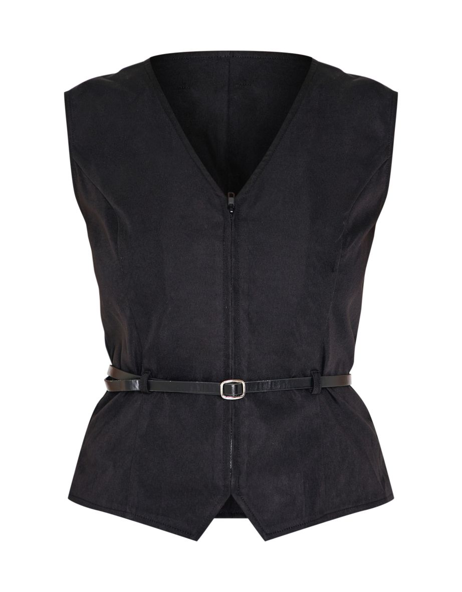 Black Thin Belt Waistcoat - 4