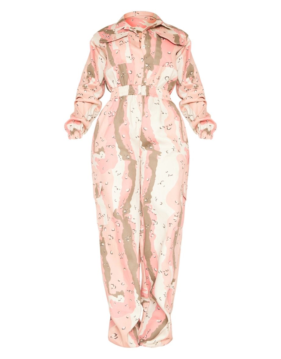 Shape Pink Camo Printed Elasticated Waist Jumpsuit - 4