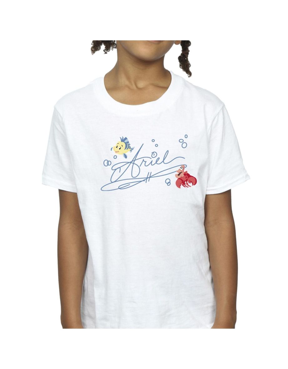 Disney Girls The Little Mermaid Ariel Cotton T-Shirt - White - 2