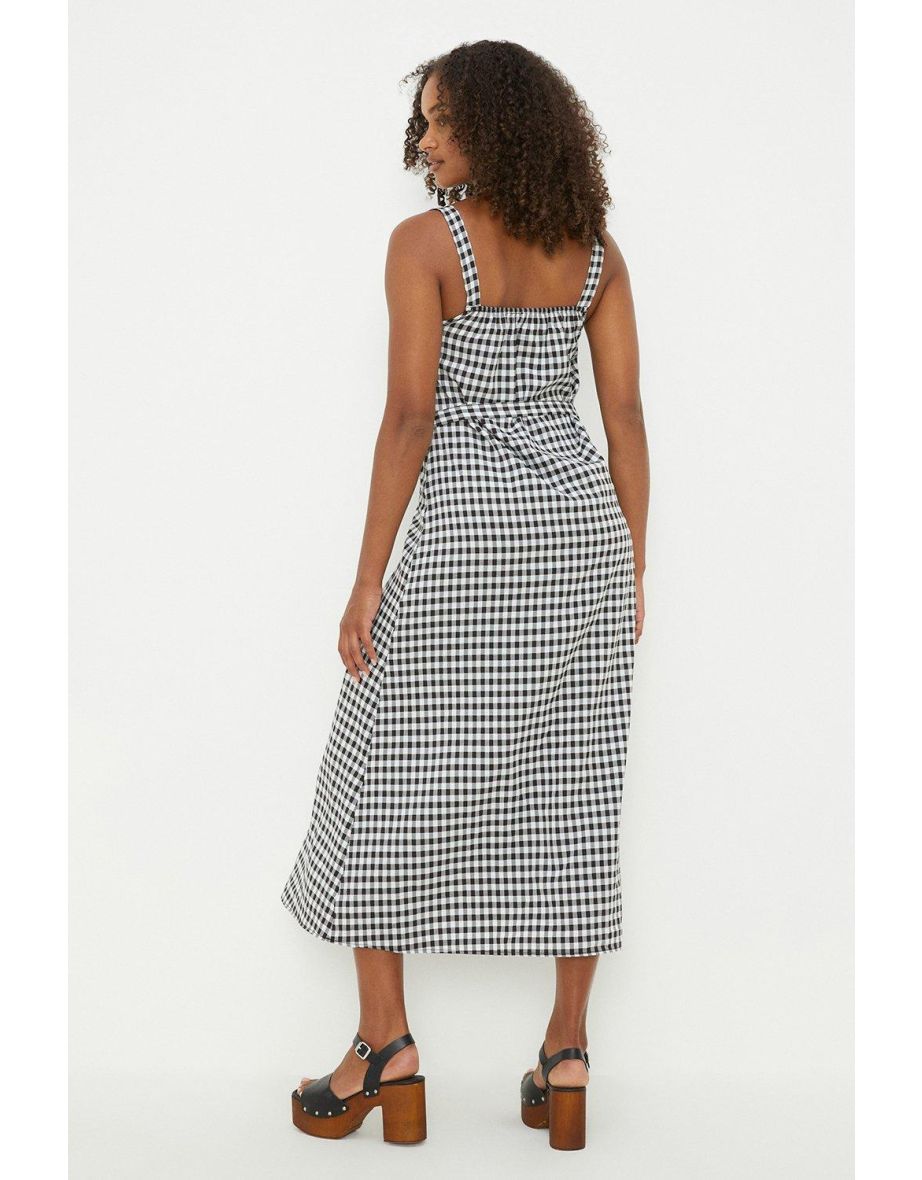 Tall Mono Gingham Strappy Midi Dress - 2