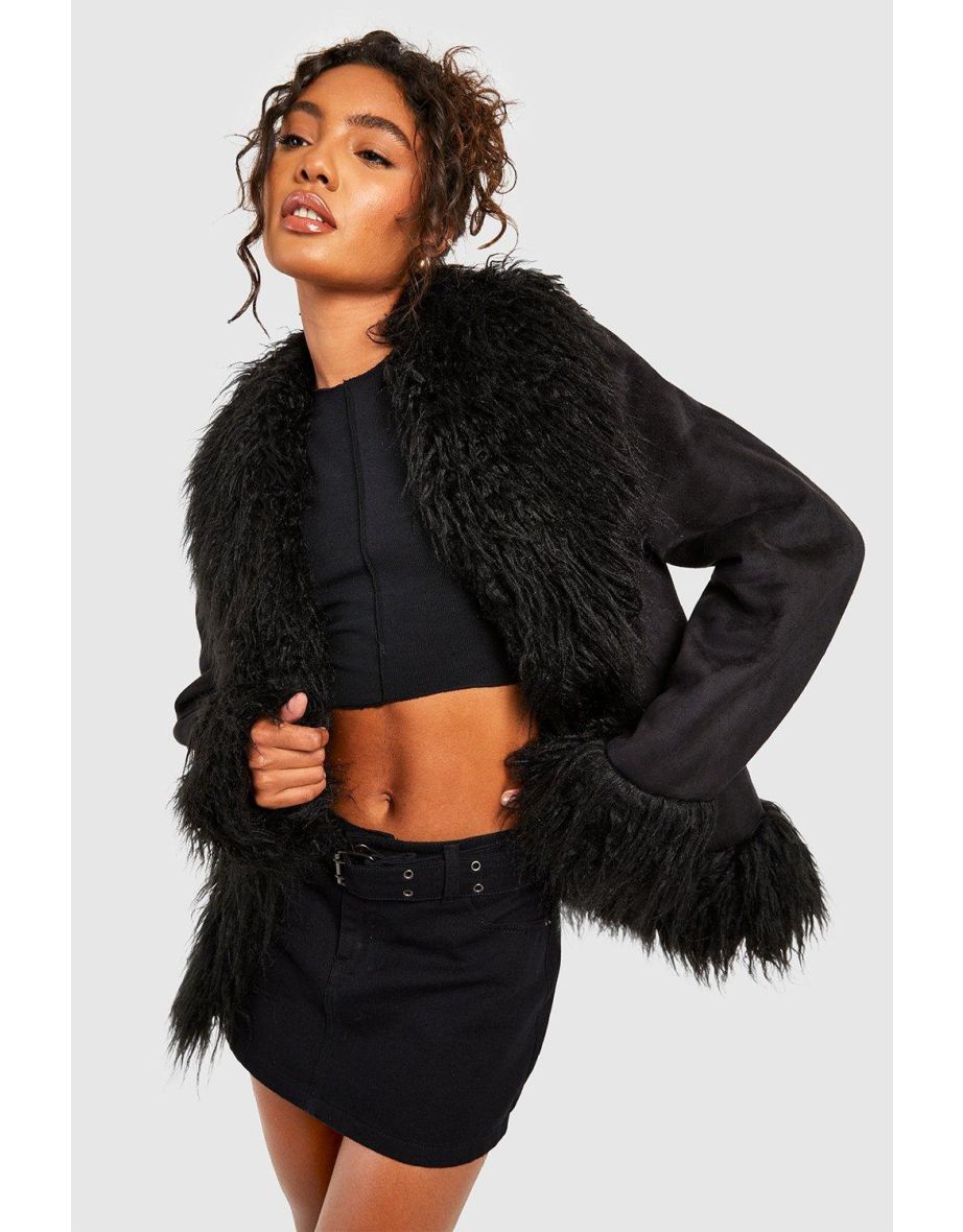 Fur trim blazer hotsell