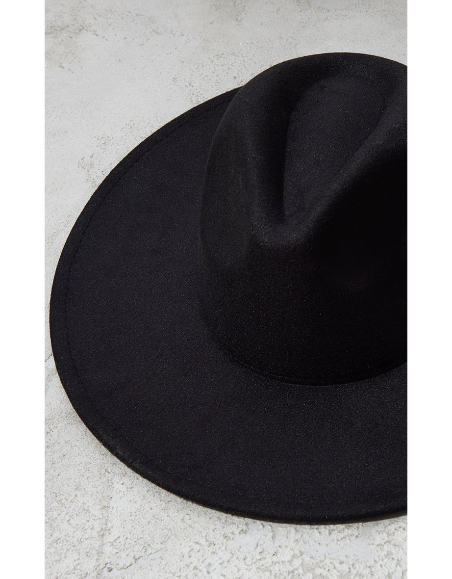 Black Wide Brim Fedora Hat - 2