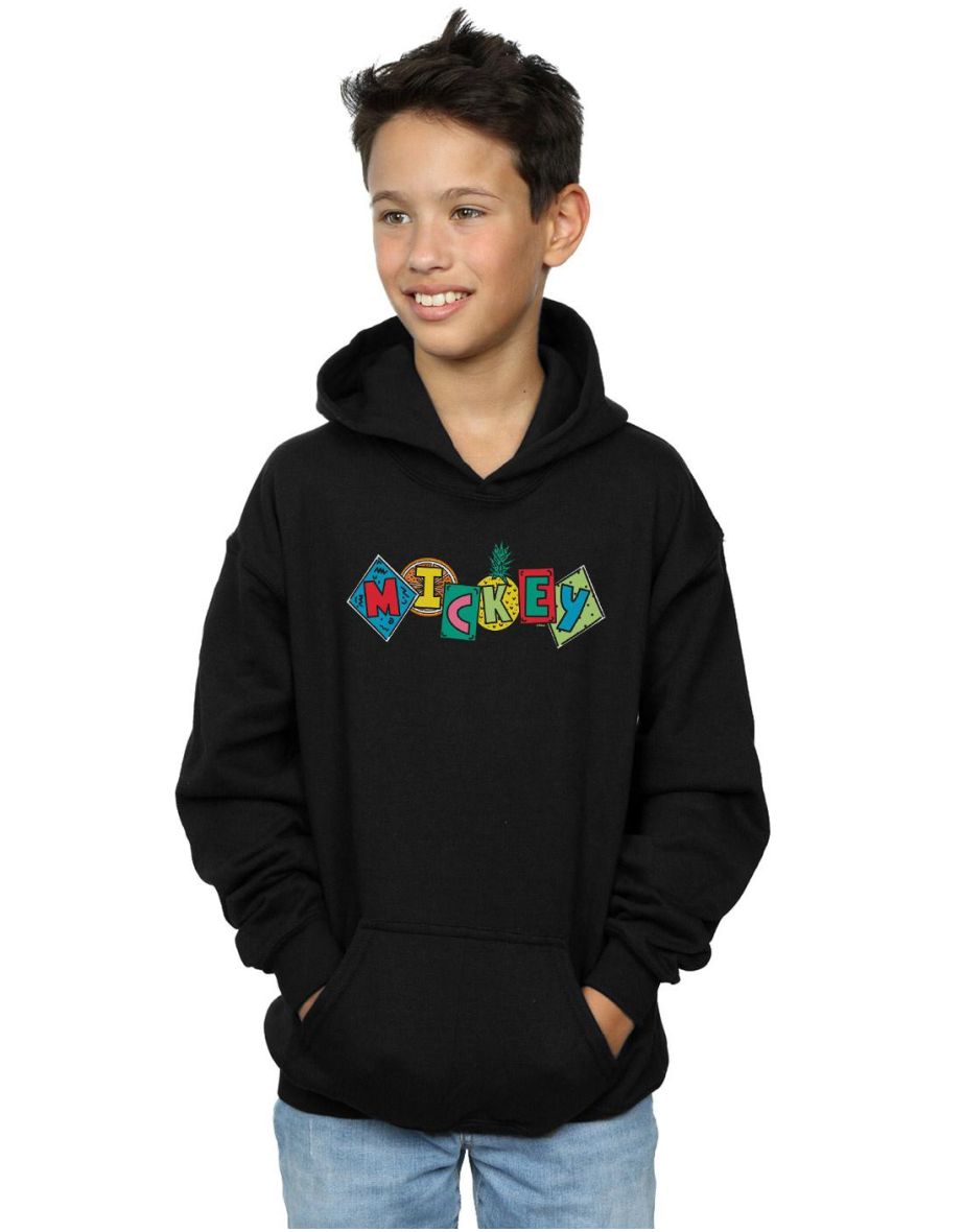 Disney Boys Mickey Mouse Fruit Blocks Hoodie - Black