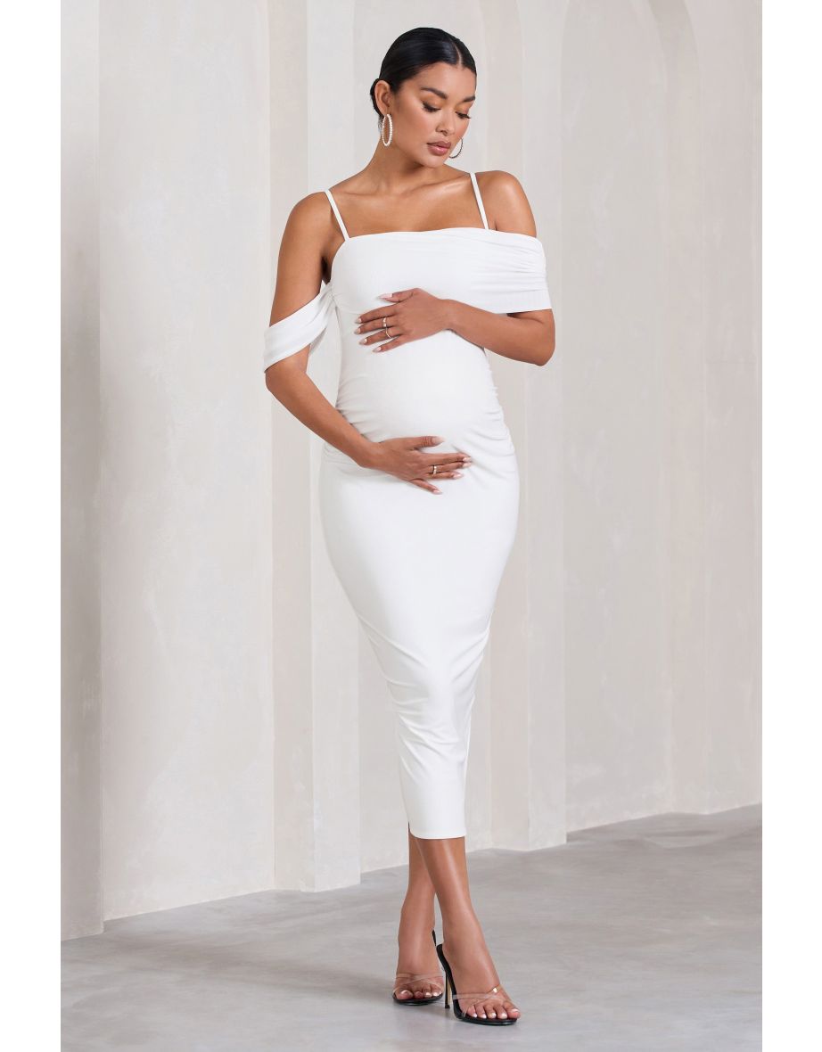 Maternity Off-Shoulder Bodycon Midi Dress