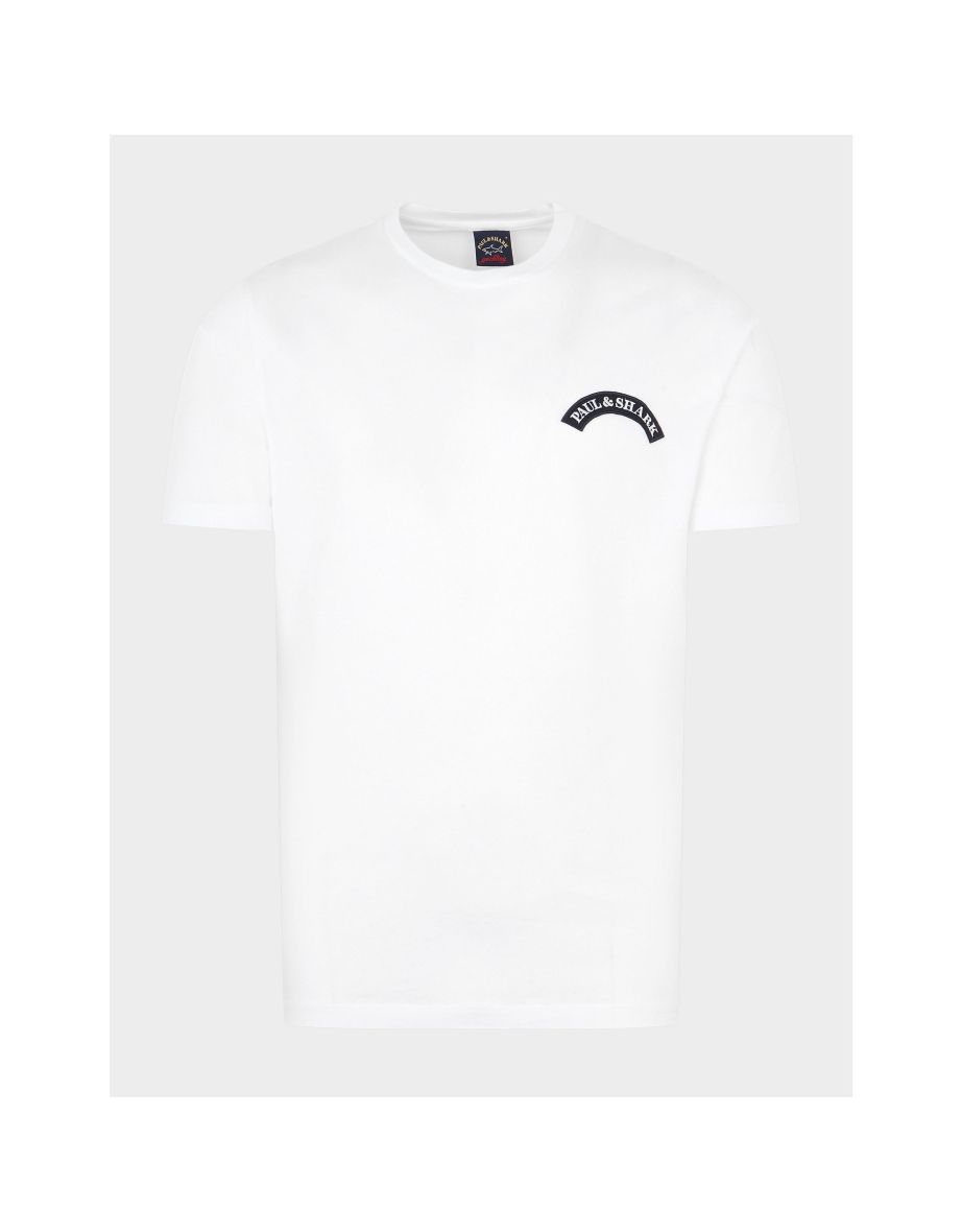Men's Paul and Shark Arch Printed Logo Organic Cotton T-Shirt in White
