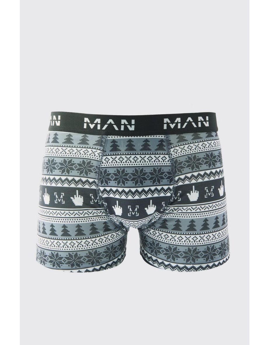 Man Monochrome Christmas Boxers