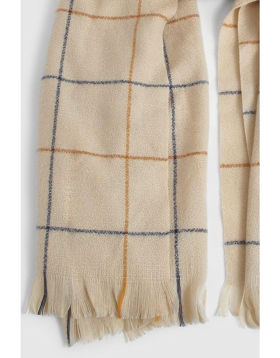 Oversized Check Scarf - cream - 2