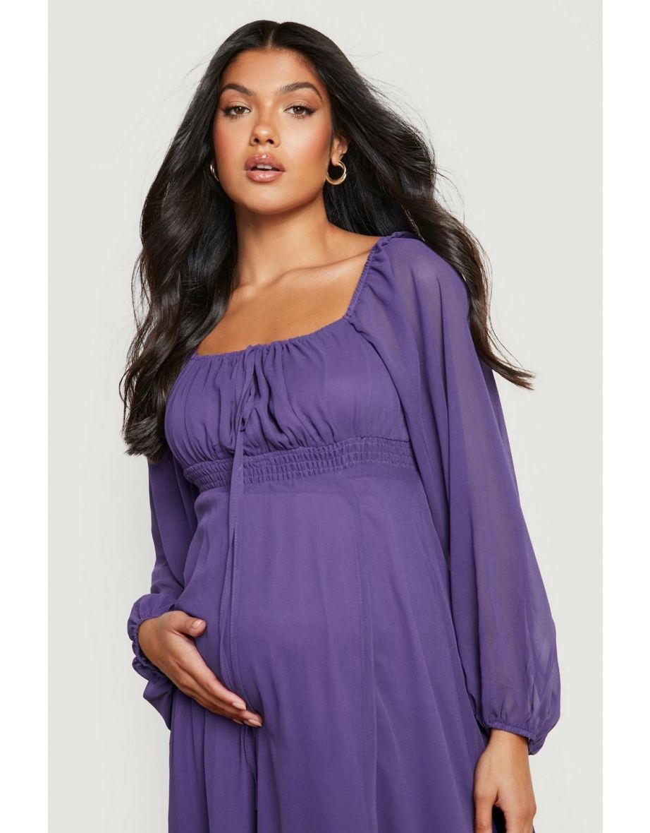 Maternity Square Neck Skater Dress - purple - 3