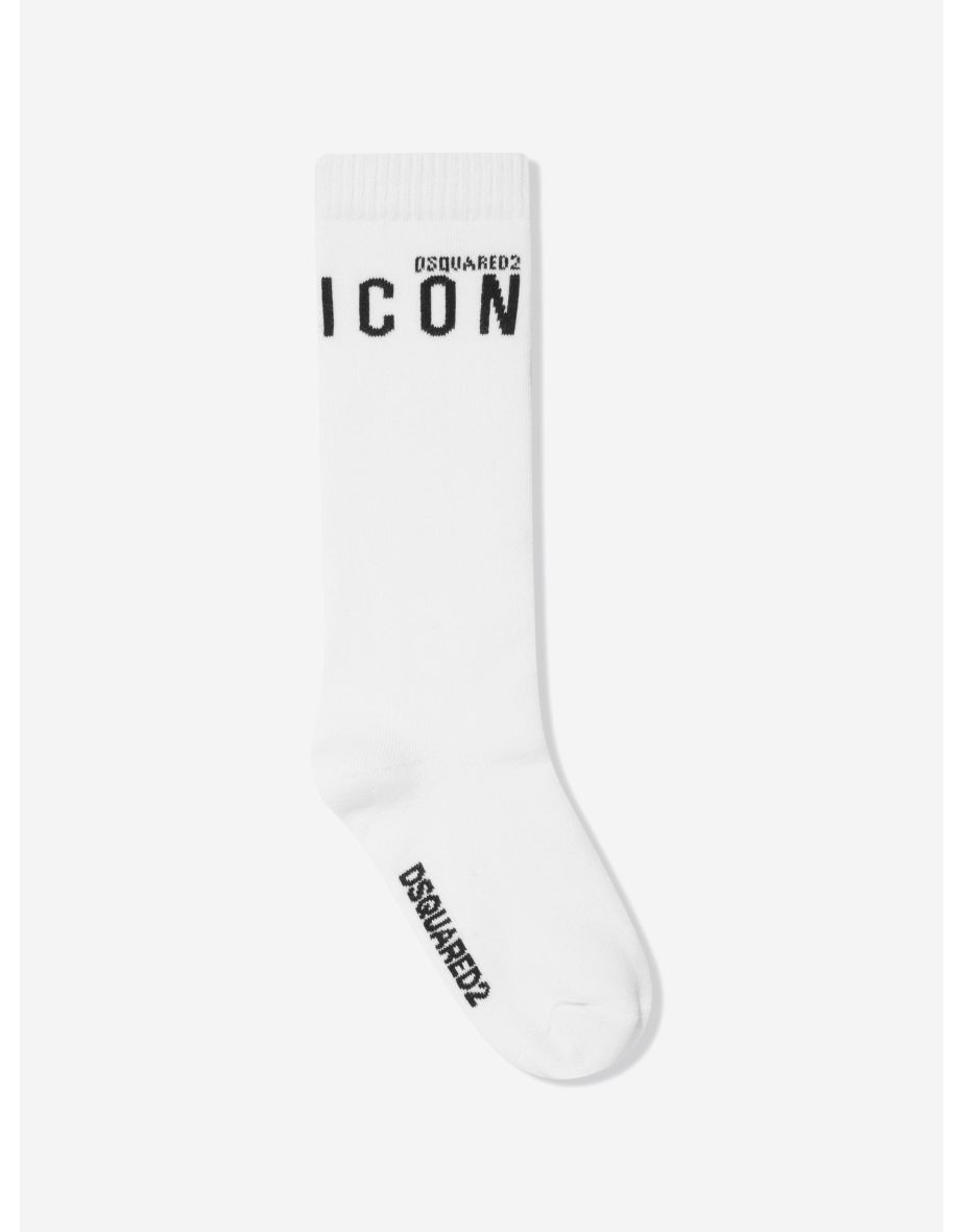 Kids Icon Logo Socks in White