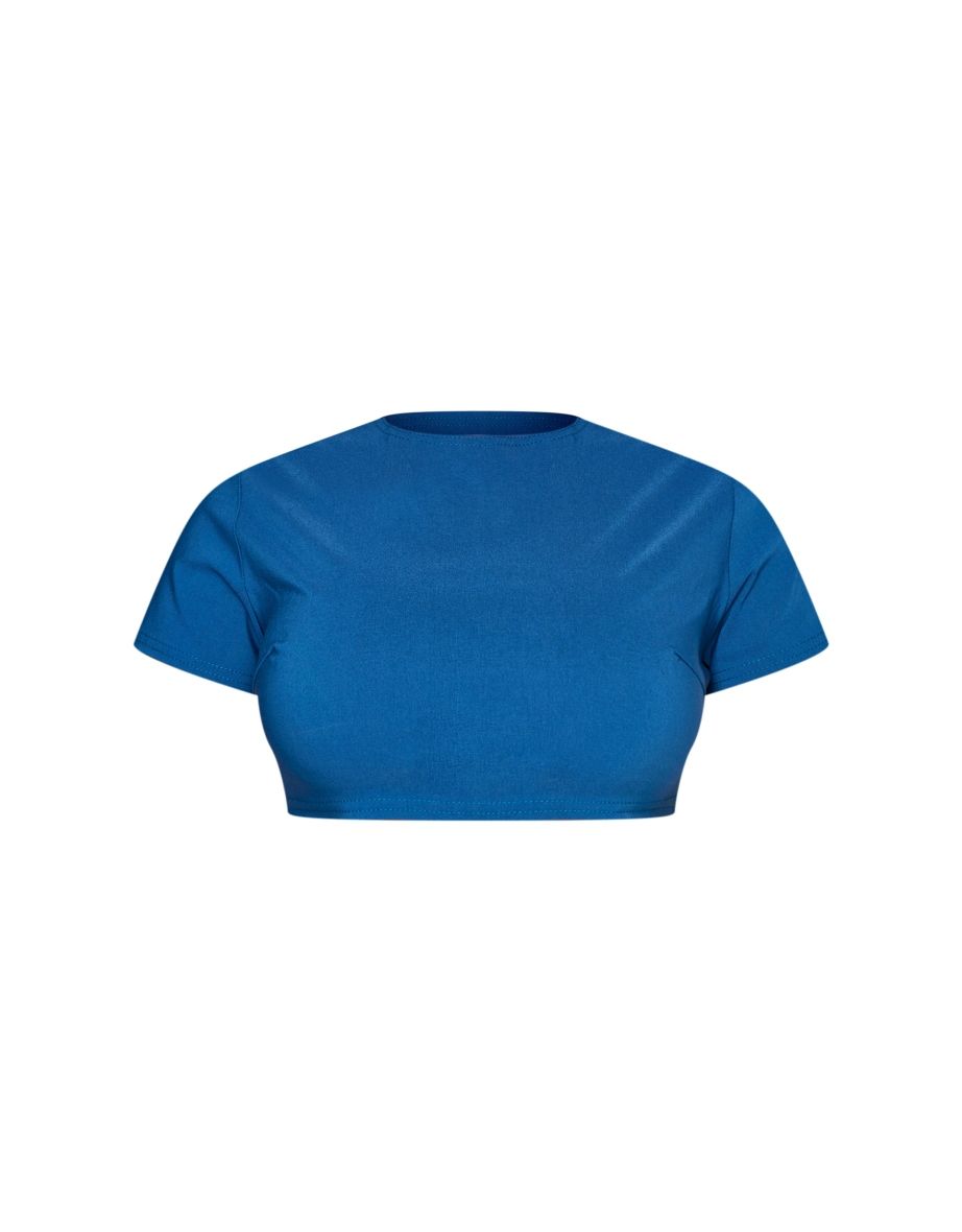 Petite Steel Blue Super Cropped Fitted T-shirt - 4