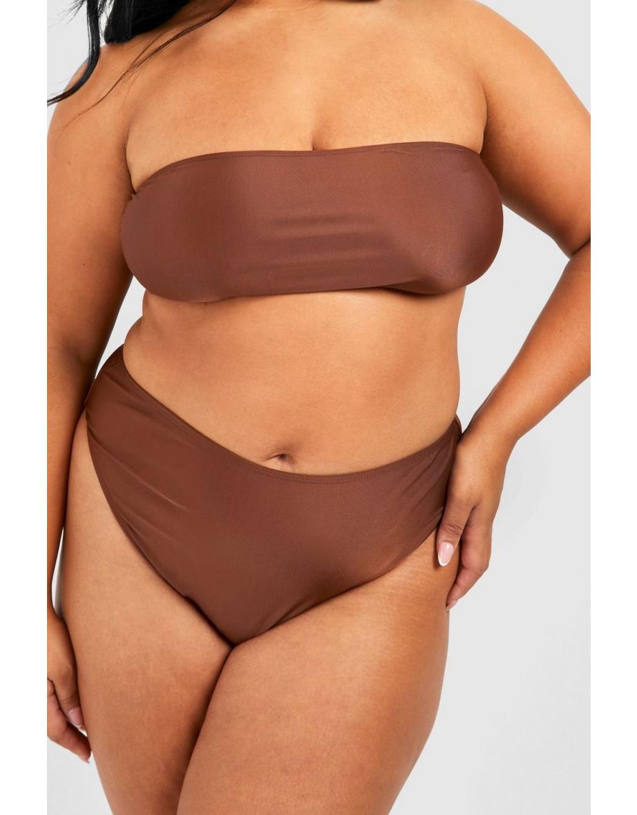 Plus Hig Waisted Bikini Bottom - chocolate - 2