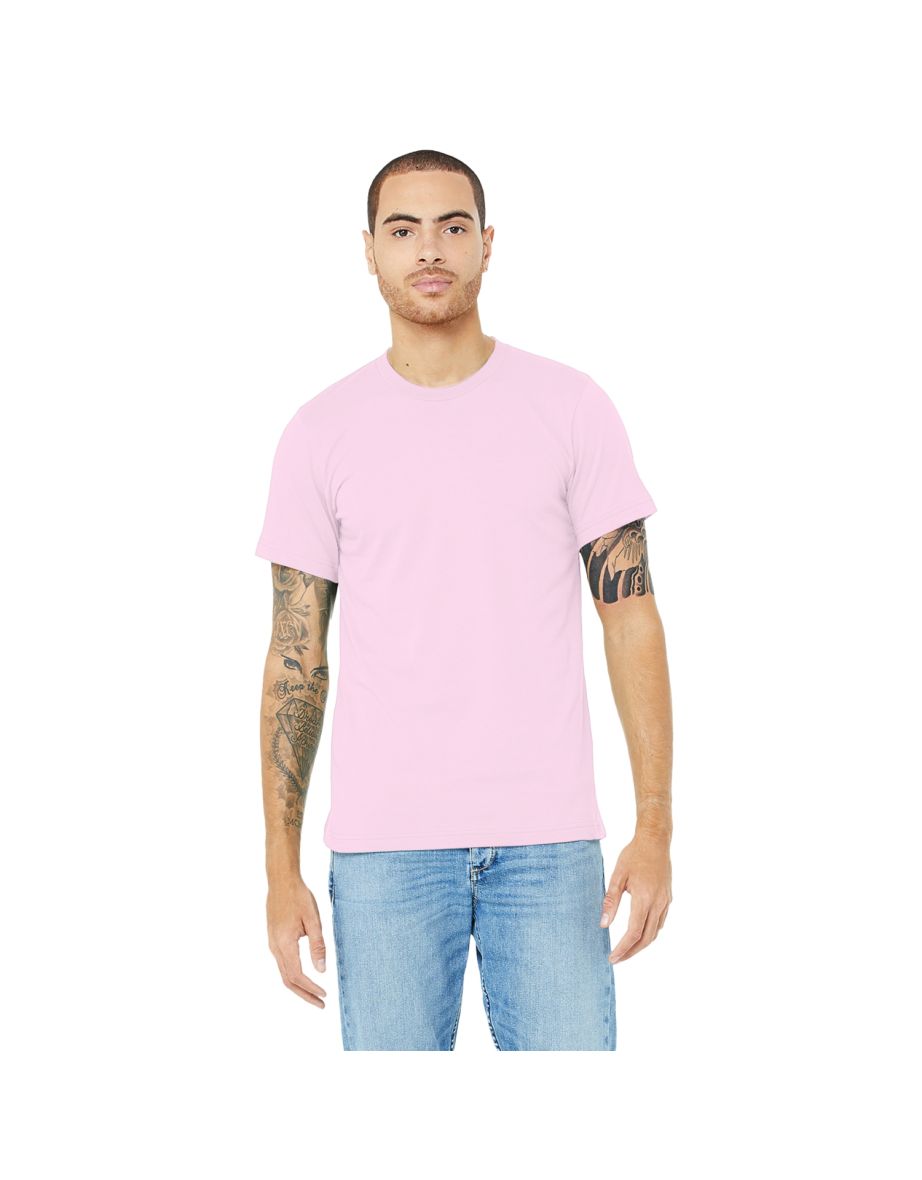 Canvas Unisex Jersey Crew Neck T-Shirt / Mens Short Sleeve T-Shirt - Soft Pink - 2