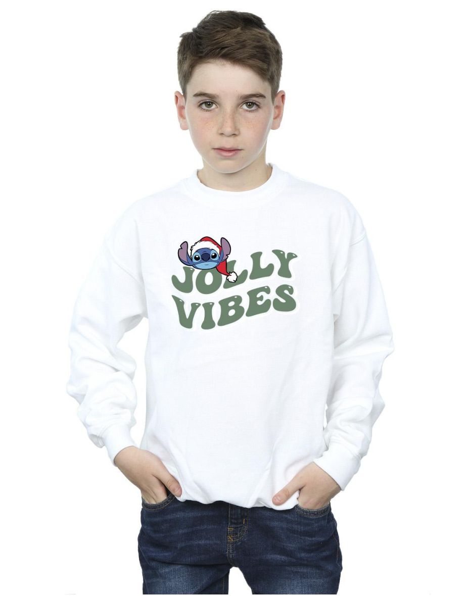 Disney Boys Lilo & Stitch Jolly Chilling Vibes Sweatshirt - White
