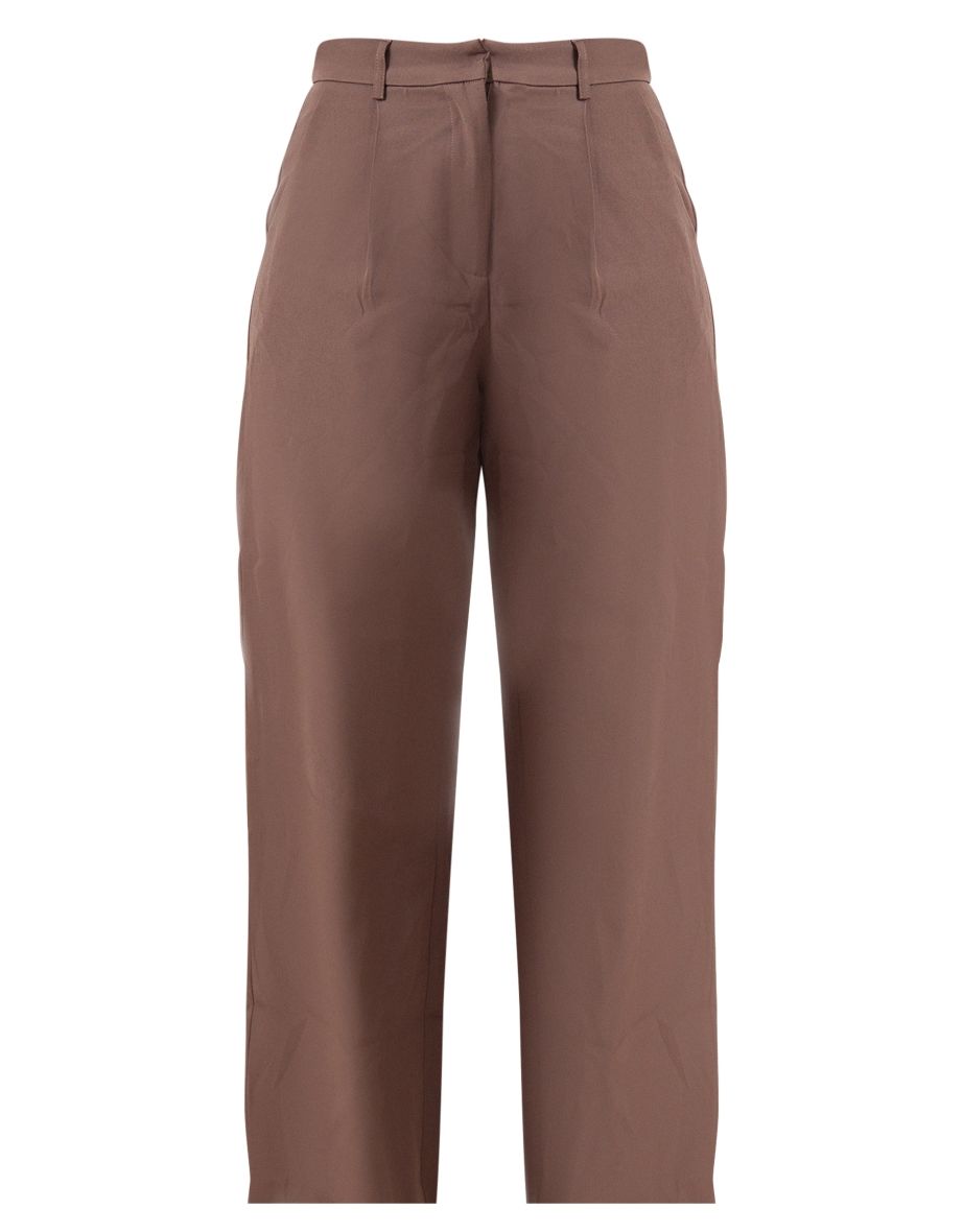Taupe Woven Wide Leg Oversized Trousers - 4